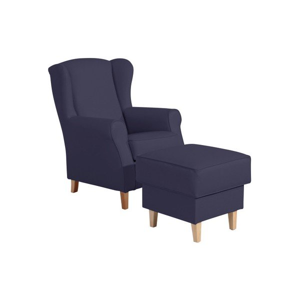 Tmavě modrá podnožka z imitace kůže Max Winzer Lorris Dark Blue-image-1
