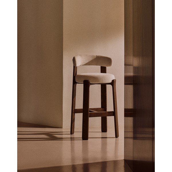 Béžová/v tmavě přírodní barvě barová židle z jasanového dřeva (výška sedáku 75 cm) Granite – Kave Home-image-1