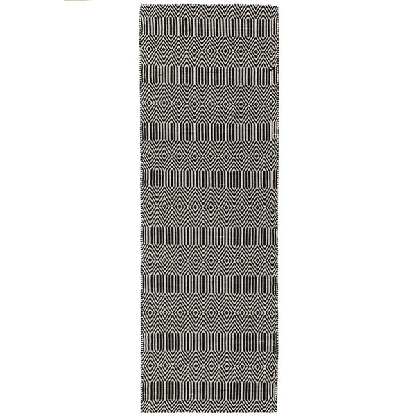 Černý vlněný koberec běhoun 66x200 cm Sloan – Asiatic Carpets