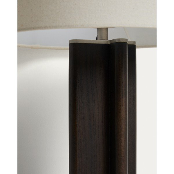 Bílá/tmavě hnědá stolní lampa z kaučukového dřeva s textilním stínidlem (výška 48 cm) Niani – Kave Home-image-4