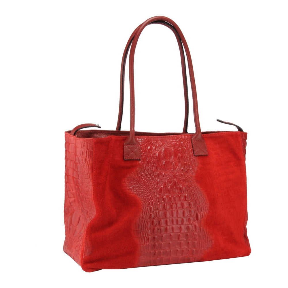 Červená kožená kabelka Florence Bags Wezen
