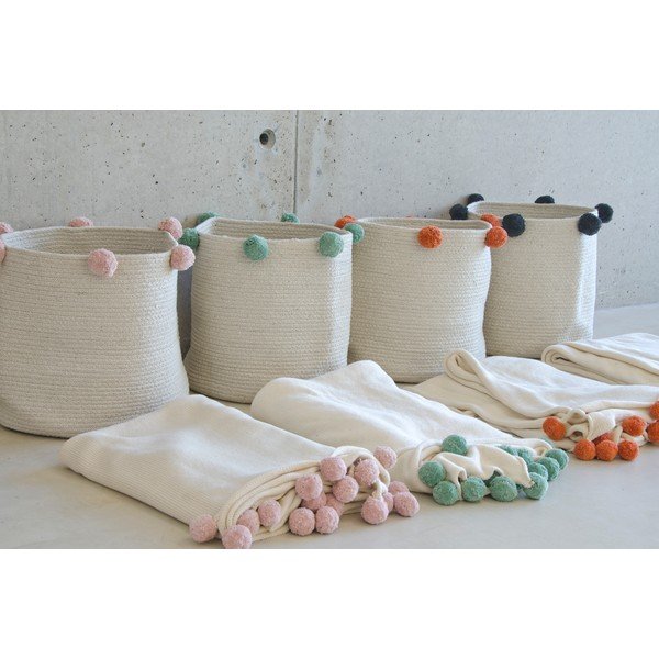 Krémový látkový dětský koš na hračky ø 30x30 cm Bubbly – Lorena Canals-image-3