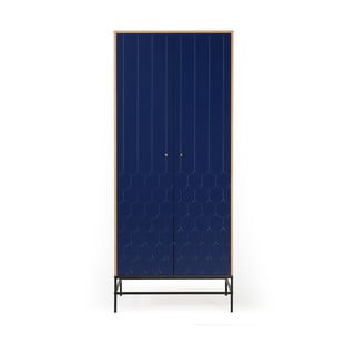 Tmavě modrá šatní skříň 80x190 cm Lia - Woodman