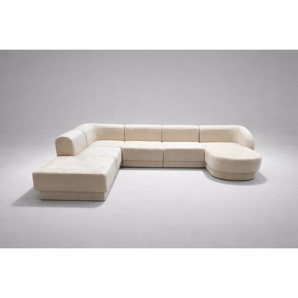 Krémová žinylková rohová pohovka (levý roh/do "U") Miley - II. jakost – Micadoni -image-1