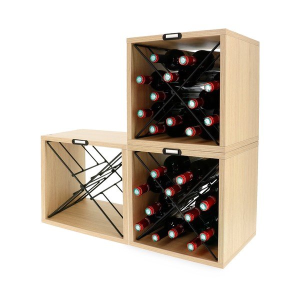 Regál na víno v dekoru buku v přírodní barvě na 12 lahví – Compactor-image-3