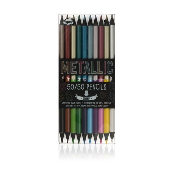 Sada 10 oboustranných pastelek NPW Metallic Pencils