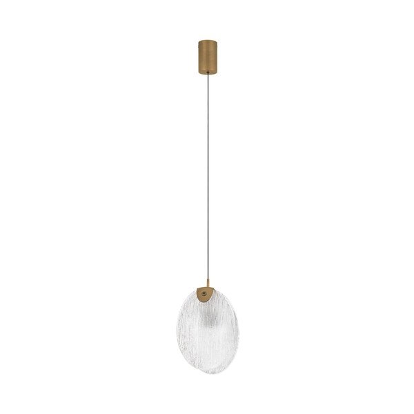 Ocelové LED závěsné svítidlo v mosazné barvě se skleněným stínidlem Shelina – Nova Luce