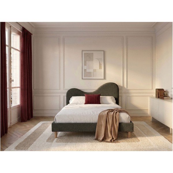 Zelená čalouněná čalouněná dvoulůžková postel s roštem 160x200 cm Celina – Bobochic Paris-image-3