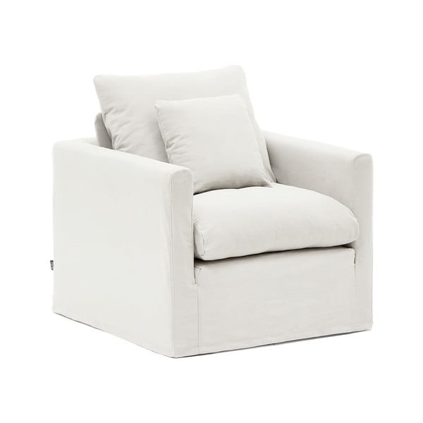 Bílé lněné křeslo Nora – Kave Home
