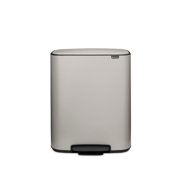 Světle šedý ocelový odpadkový koš 2x30 l na tříděný odpad/nášlapný Bo – Brabantia-image-3
