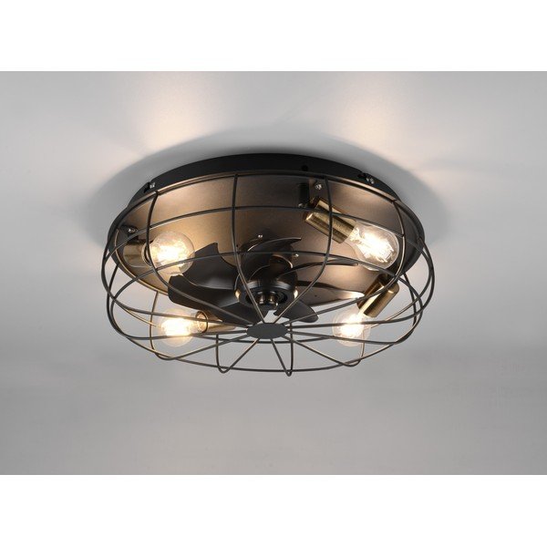 Matně černé stropní svítidlo na dálkové ovládání/s ventilátorem Trondheim – Reality-image-1