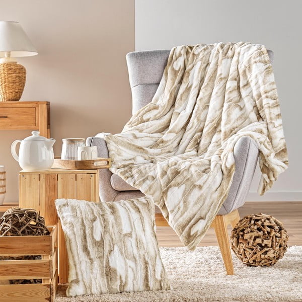 Béžová deka z umělé kožešiny 180x220 cm Cheyenne – douceur d'intérieur-image-2