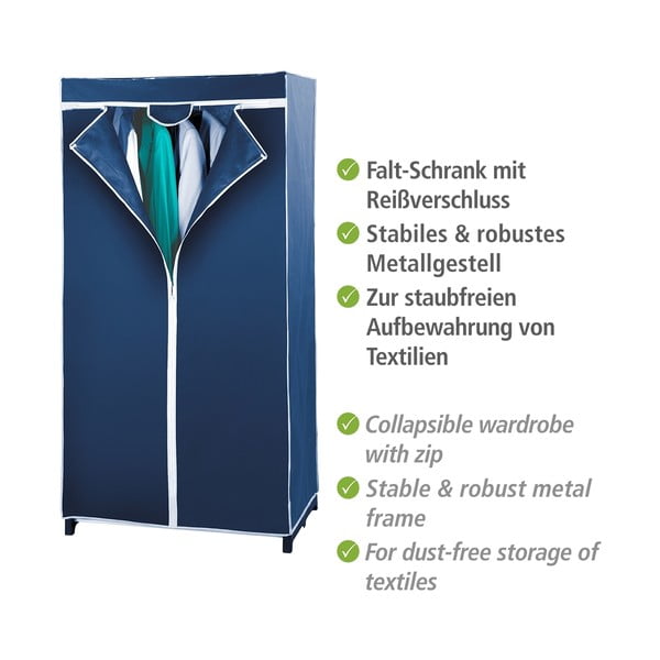 Modrá látková šatní skříň 75x150 cm Air - Wenko-image-2