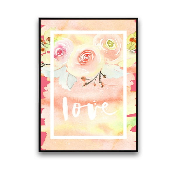Plakát s květinami Love, 30 x 40 cm
