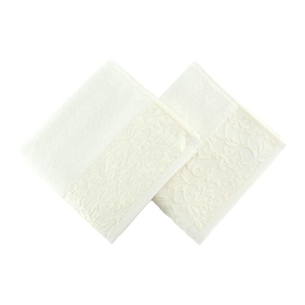 Sada dvou bílých ručníků Empire, 90 x 50 cm