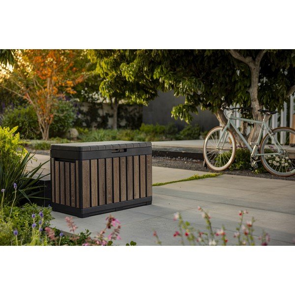 Tmavě hnědý plastový zahradní úložný box Deco – Keter-image-2
