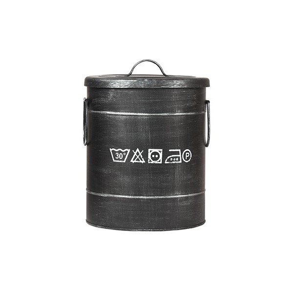 Černý kovový koš na špinavé prádlo LABEL51, ⌀ 26 cm