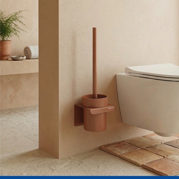 Hnědá plastová WC štětka bez vrtání Turbo-loc Lizan – Wenko-image-1