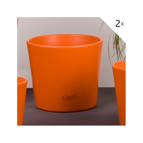 Sada 2 oranžových květináčů Matt, 17 cm