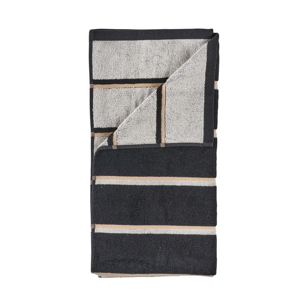Černá/světle šedá bavlněná osuška 70x140 cm Sauna – Zone