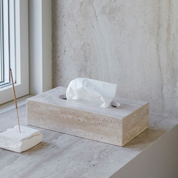 Kamenný box na kapesníky Travertine – Mette Ditmer Denmark-image-1