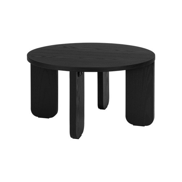 Černý kulatý konferenční stolek s deskou v dubovém dekoru ø 55 cm Kuvu – noo.ma