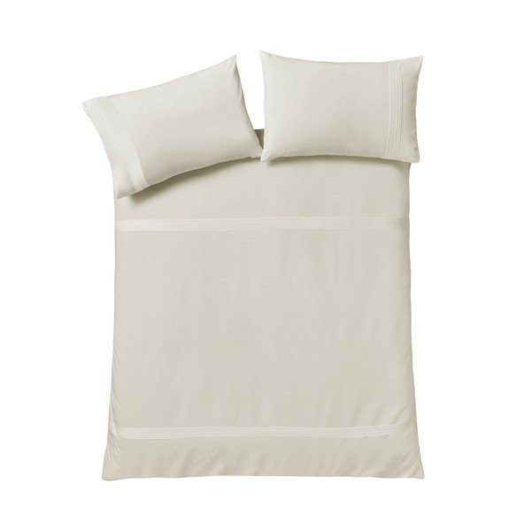 Krémové povlečení na jednolůžko 135x200 cm Pintuck Easy Iron Percale – Catherine Lansfield