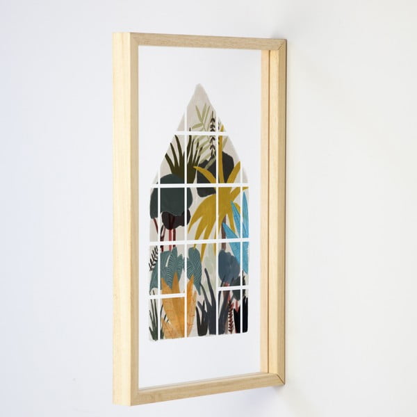 Nástěnná dřevěná dekorace Really Nice Things Jungle Window, 30 x 50 cm