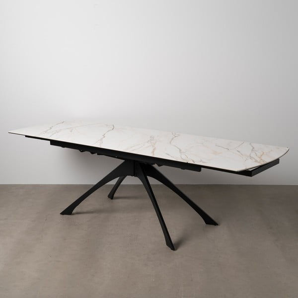 Rozkládací jídelní stůl s deskou v dekoru mramoru s přídavnou deskou 90x180 cm Rocía – Ixia-image-2