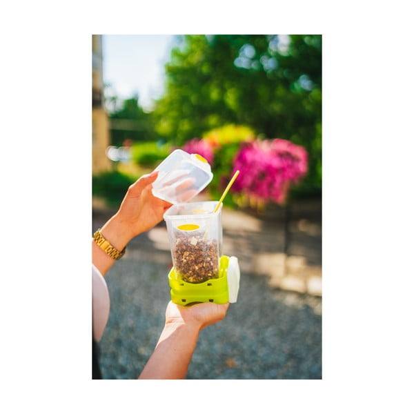 Zelená krabička na svačinu a oběd s příborem, Vialli Design, 650ml+230m-image-1