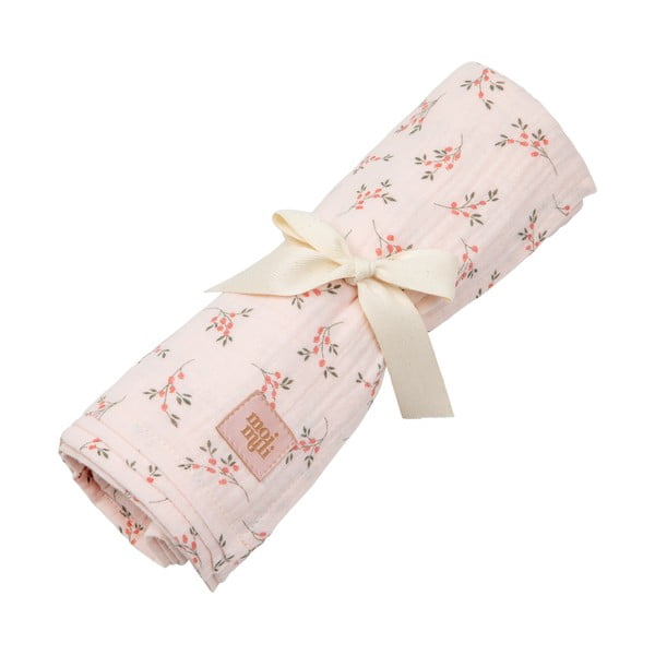 Růžová mušelínová dětská deka 100x100 cm Tiny Flowers - Moi Mili