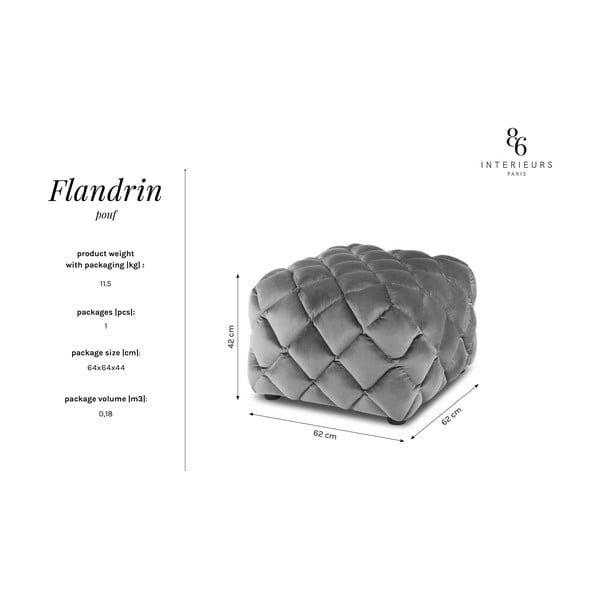 Tmavě modrý sametový taburet Flandrin – Interieurs 86-image-4