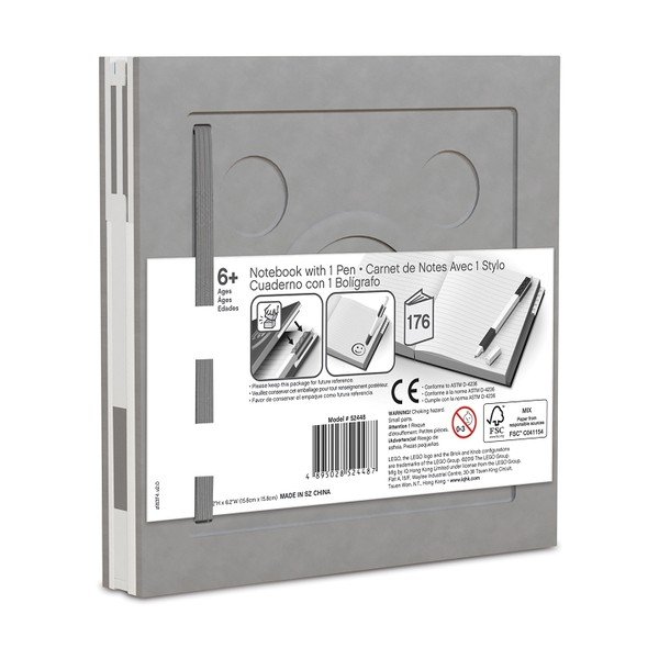 Světle šedý čtvercový zápisník s gelovým perem LEGO®, 15,9 x 15,9 cm-image-2