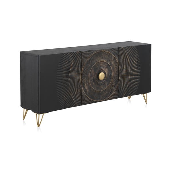 Černá nízká komoda z mangového dřeva 160x75 cm Mango – Geese-image-2