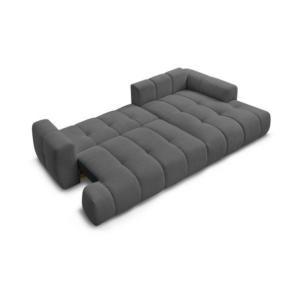 Tmavě šedá rozkládací/s úložným prostorem rohová pohovka (pravý roh/s lenoškou) Fuji – Bobochic Paris-image-4