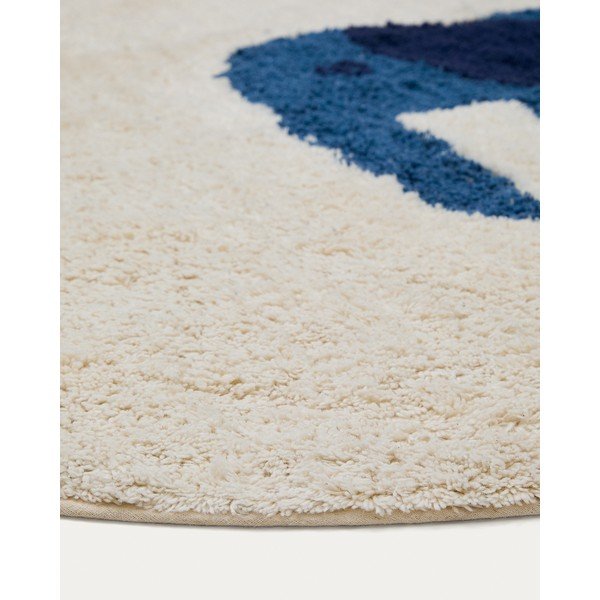 Slonovinový pratelný/ručně tkaný bavlněný dětský koberec ø100 cm Tandani – Kave Home-image-3