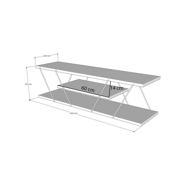 TV stolek v dekoru ořechu v přírodní barvě 120x33 cm Canaz – Kalune Design-image-4