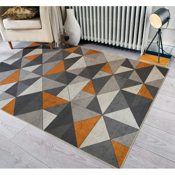 Šedo-oranžový koberec Floorita Shapes, 80 x 150 cm-image-1