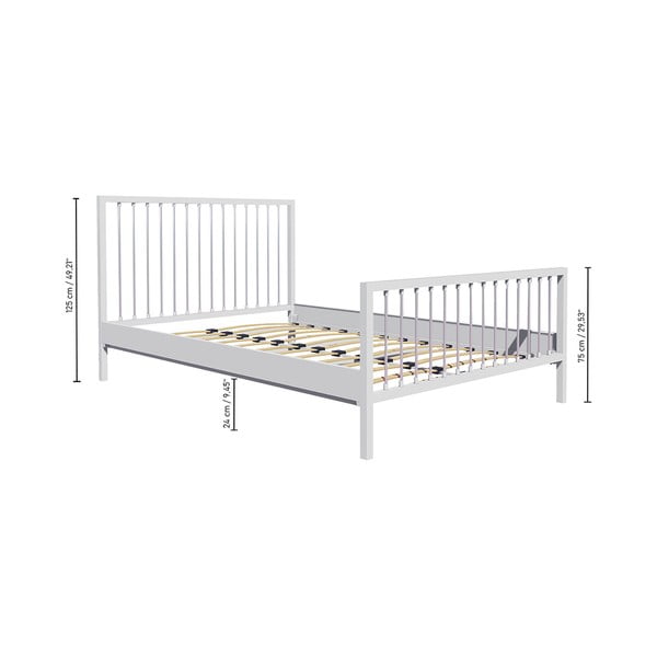 Bílá kovová dvoulůžková postel s roštem 180x200 cm Breeze – Kalune Design