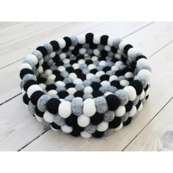 Černo-bílý kuličkový vlněný úložný košík Wooldot Ball Basket, ⌀ 28 cm
