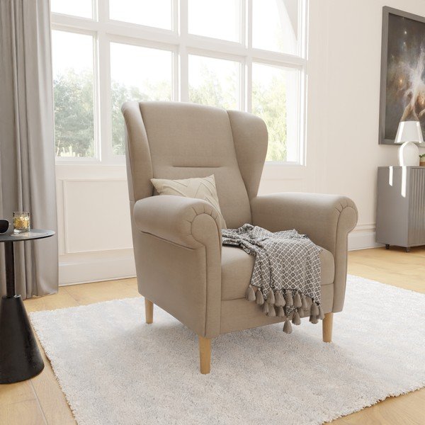 Světle hnědé křeslo ušák Swan – Ropez-image-3