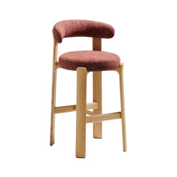 Barová židle z jasanového dřeva v terakotové barvě/ve světle přírodní barvě (výška sedáku 75 cm) Granite – Kave Home