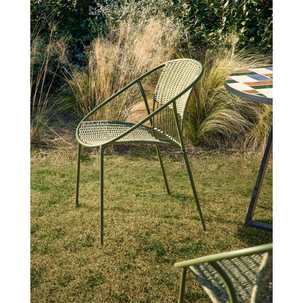 Tmavě zelená zahradní židle Atrani – Kave Home-image-3