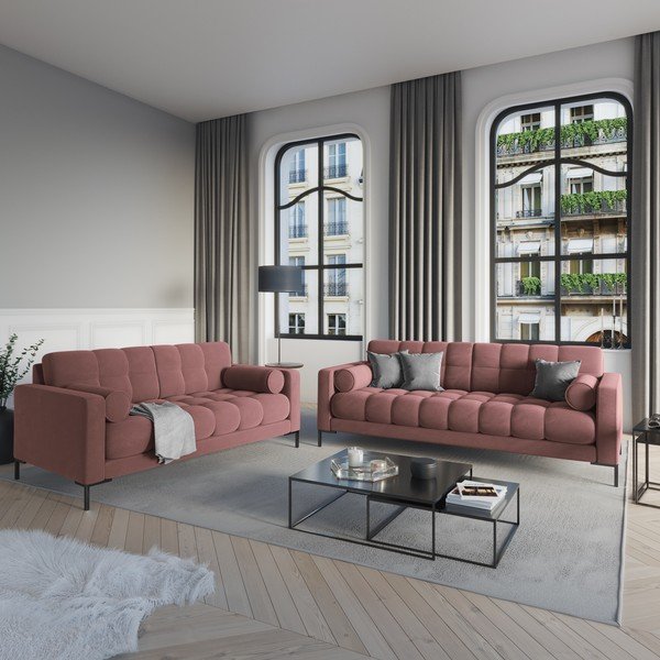Růžová sametová pohovka Cosmopolitan Design Bali-image-1