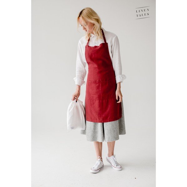 Červená lněná zástěra Linen Tales Daily Apron, 80 x 55 cm-image-1