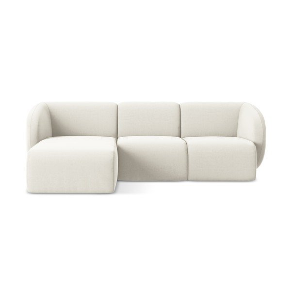 Béžová sametová rohová pohovka (levý roh/s lenoškou) Lani – Makamii