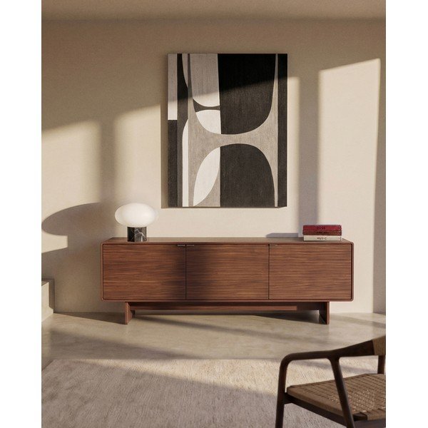 TV stolek v dekoru ořechu v tmavě přírodní barvě 150x46x40 cm Norlen – Kave Home-image-1