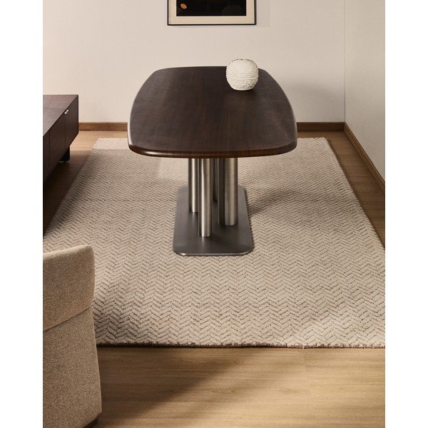 Krémový ručně tkaný vlněný koberec 200x300 cm Calira – Kave Home-image-1