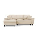 Béžová manšestr rozkládací/s úložným prostorem rohová pohovka (levý roh/s lenoškou) Moghan - II. jakost – Micadoni 