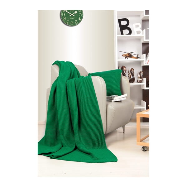 Set zeleného přehozu a polštáře Kate Louise Tricot Blanket Set Hanzade